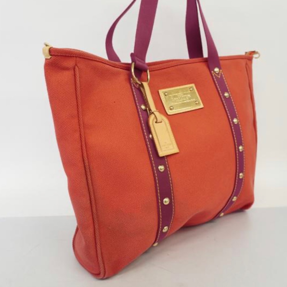 🎉🎉HP🎉LOUIS VUITTON Rose Leather and Red Canvas GM Tote with Gold Hardware